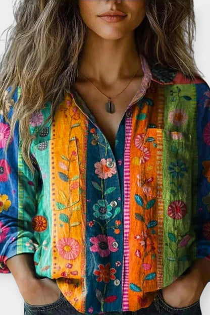 Mille | Vintage mønsterbluse